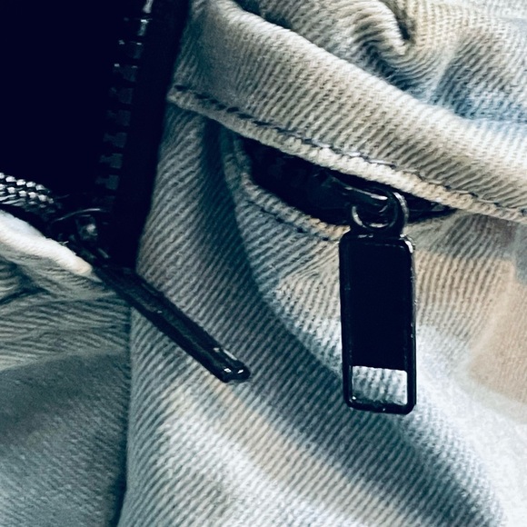 Urban Outfitters Yin & Yang Backpack Light Washed Distressed Denim Zip Unisex - Picture 8 of 16